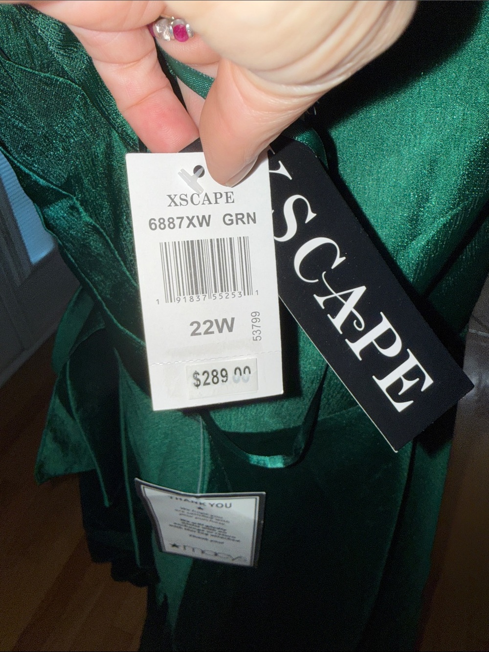Xscape One-Shoulder Emerald Gown - Picture 5 of 5